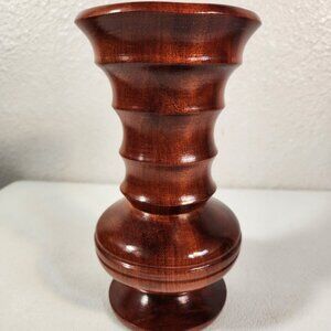 Peruvian Bloodwood Vase Satine Dark Red Handcrafted Folk Art 8’’ Exotic RareWood